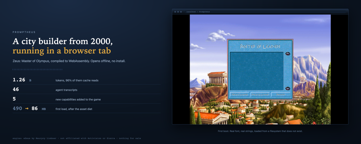 Zeus: Master of Olympus, running in a browser
